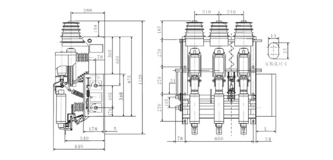 FZN25/FZRN25-12D系列戶內(nèi)交流高壓真空負(fù)荷開關(guān)-熔斷器組合電器